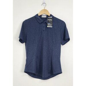 NWT Callaway Women's Opti-Dri Heathered Blue Polo Shirt sz S Golf Tennis Prep